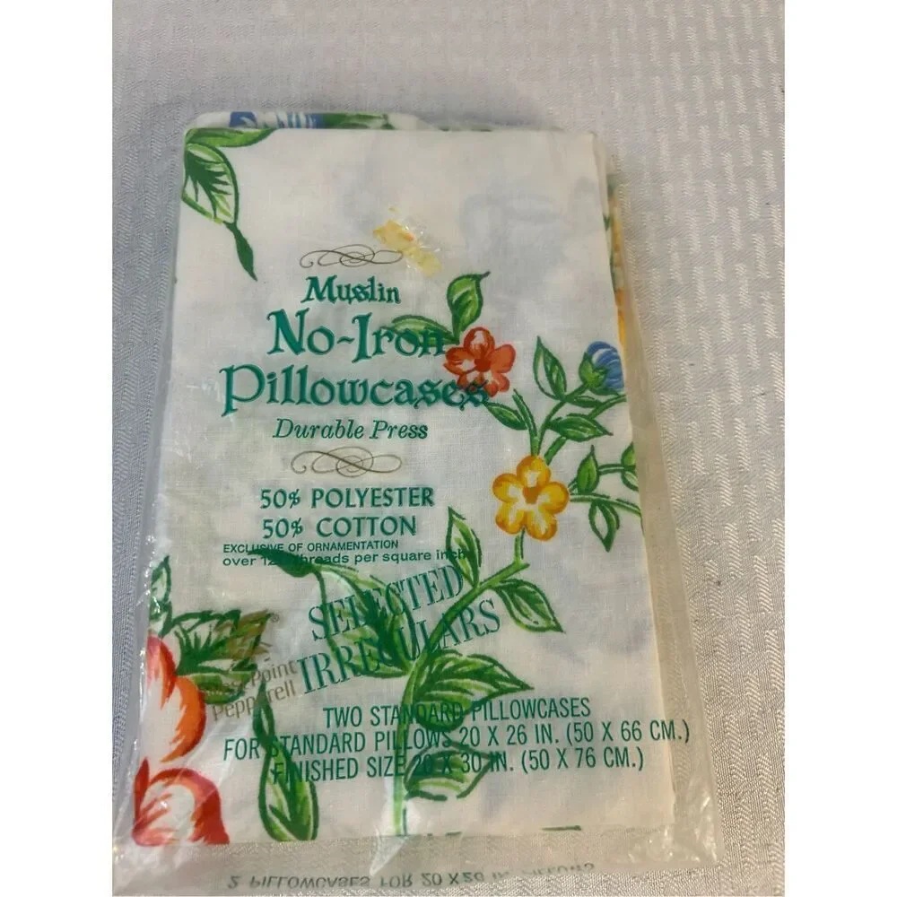 2 West Point Pepperell Pillow Cases No-Iron USA Irregular‎ NEW 20
